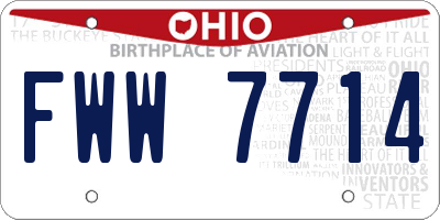 OH license plate FWW7714