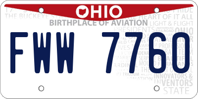 OH license plate FWW7760