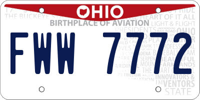 OH license plate FWW7772