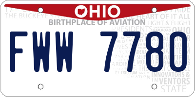 OH license plate FWW7780