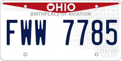 OH license plate FWW7785
