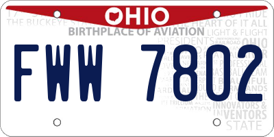 OH license plate FWW7802