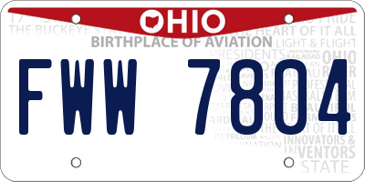 OH license plate FWW7804