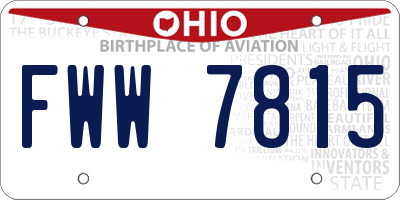 OH license plate FWW7815