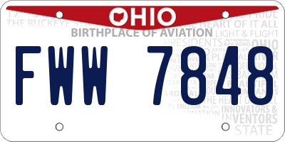 OH license plate FWW7848