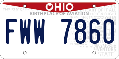 OH license plate FWW7860