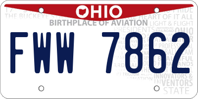OH license plate FWW7862