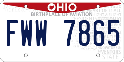 OH license plate FWW7865