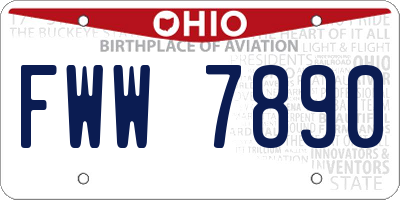 OH license plate FWW7890