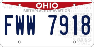 OH license plate FWW7918