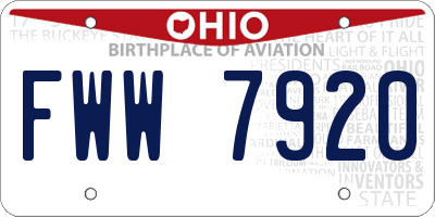 OH license plate FWW7920