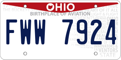 OH license plate FWW7924