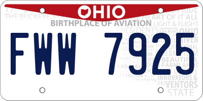 OH license plate FWW7925