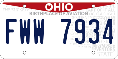 OH license plate FWW7934