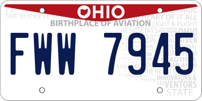OH license plate FWW7945