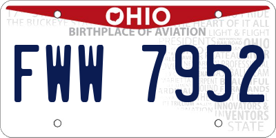 OH license plate FWW7952