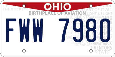 OH license plate FWW7980