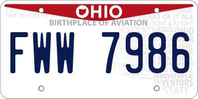 OH license plate FWW7986
