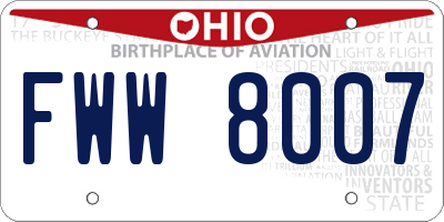 OH license plate FWW8007
