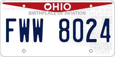 OH license plate FWW8024