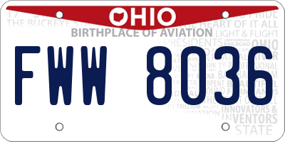 OH license plate FWW8036