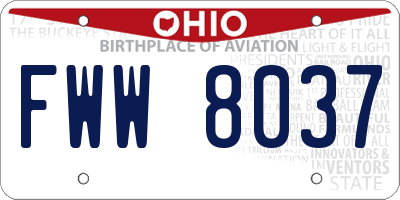 OH license plate FWW8037