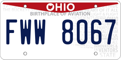 OH license plate FWW8067