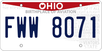 OH license plate FWW8071