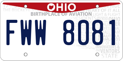 OH license plate FWW8081