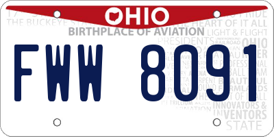 OH license plate FWW8091