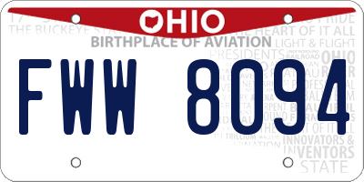 OH license plate FWW8094