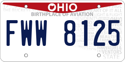 OH license plate FWW8125