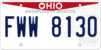 OH license plate FWW8130