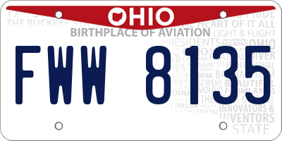 OH license plate FWW8135