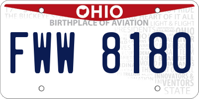 OH license plate FWW8180
