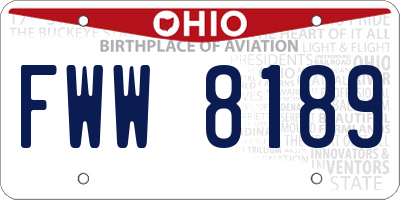 OH license plate FWW8189