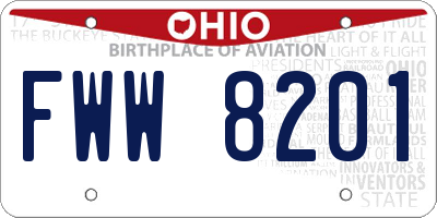 OH license plate FWW8201
