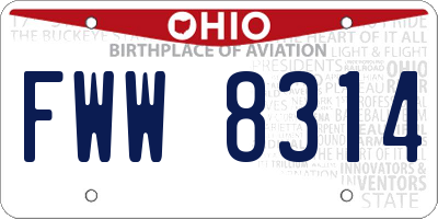 OH license plate FWW8314