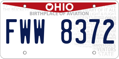 OH license plate FWW8372