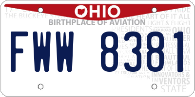 OH license plate FWW8381