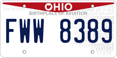 OH license plate FWW8389