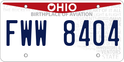 OH license plate FWW8404