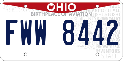 OH license plate FWW8442