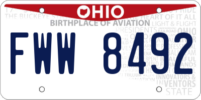 OH license plate FWW8492