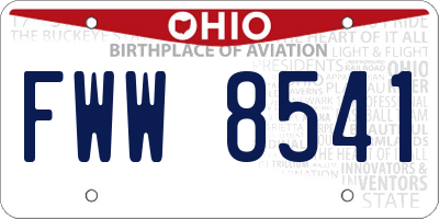 OH license plate FWW8541