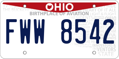 OH license plate FWW8542