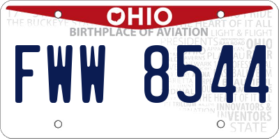 OH license plate FWW8544