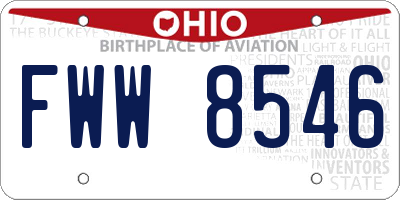 OH license plate FWW8546