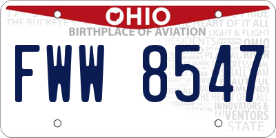 OH license plate FWW8547