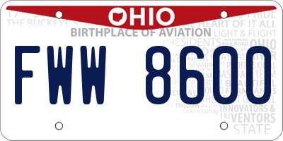 OH license plate FWW8600